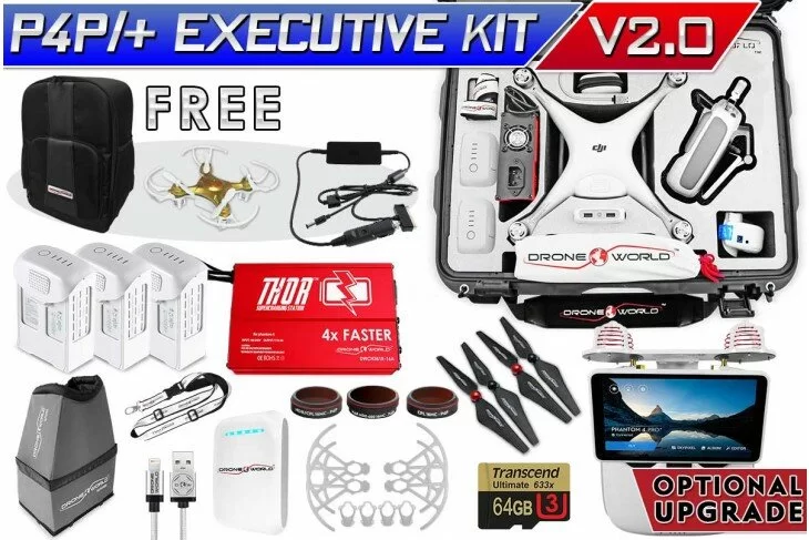 DJI Phantom 4 PRO+ (Plus) Executive Kit V2.0 w/ Nanuk 950 Wheeled Case, 3 Batteries, Thor Charger, CF Props & Guards, Filters, Sunshade, 64GB Card & More