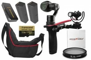 DJI Osmo Bundle Kit with Extra Battery, Water Resistent Case, High End Rode Mic w Custom Cold Shoe Mount, 32GB Card, Lens Filter, etc