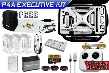 DJI Phantom 4 Advanced Executive Kit w/ Custom Wheeled Case, 3 Batteries + Triple Charger Hub, Filters, 64GB Card & More