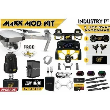 DJI Mavic PRO Platinum MaXX Mod Long Range Kit w/ Backpack or Case, Custom Bracket + Mount, Sunshade, Battery + Thor Charger, Lens Filters & More